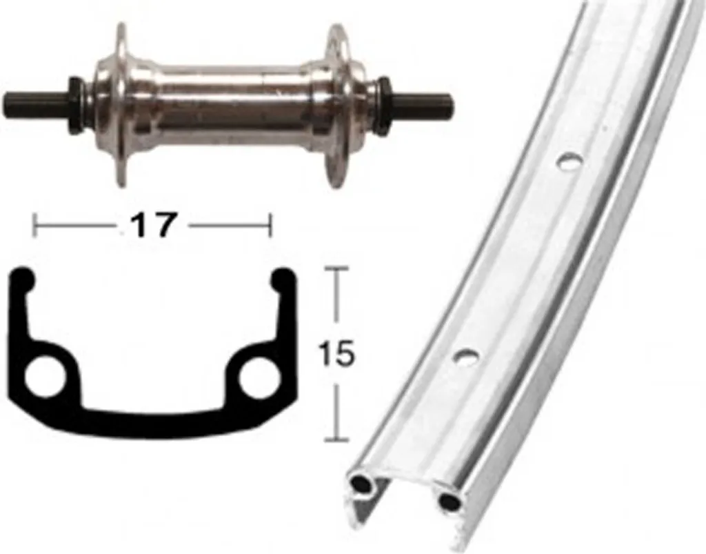 Roue arrière 27x1 1/4 en alu argent 36L avec moyeu fixe et rayons zinc