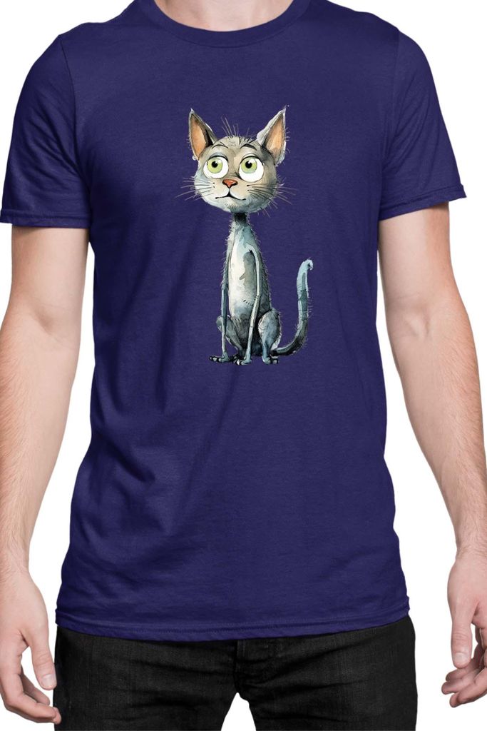 Herren T-Shirt Funny Cats Breeds Bambino Cat 012, Man S / Dunkelblau