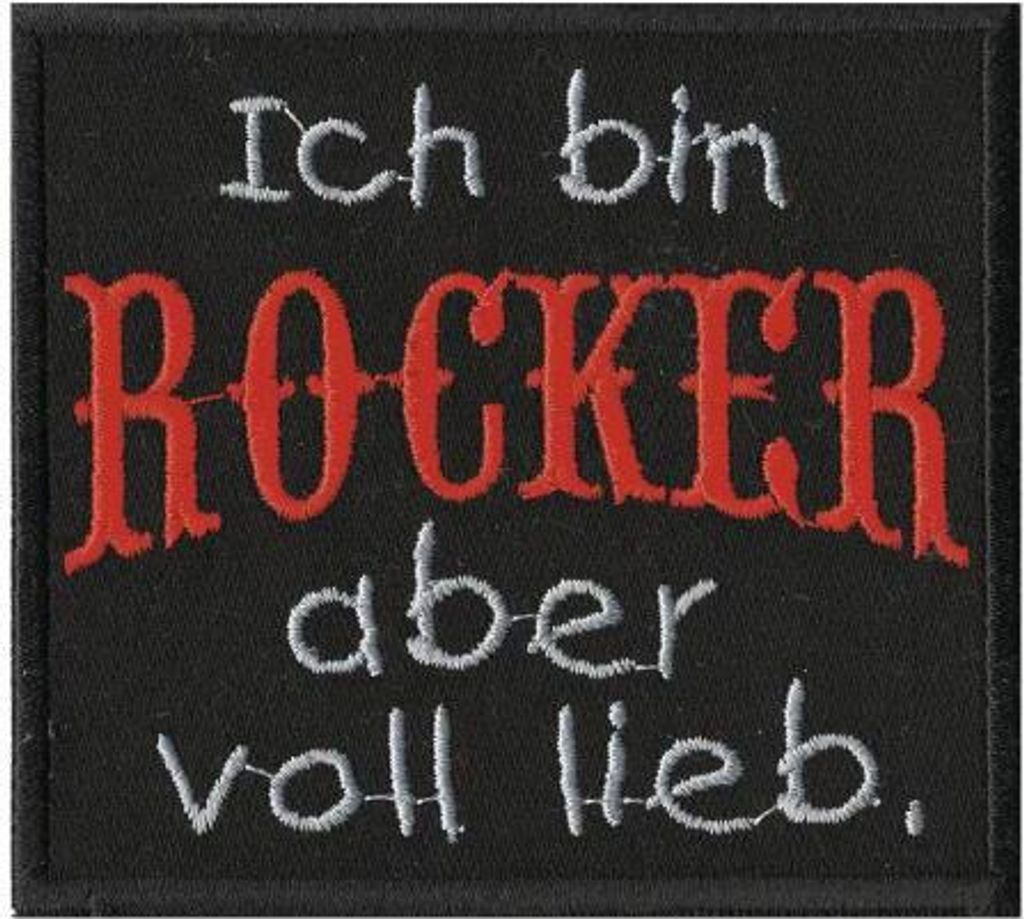 AUFNÄHER - Ich bin ROCKER aber voll lieb - 06165 - Gr. ca. 10 x 9 cm