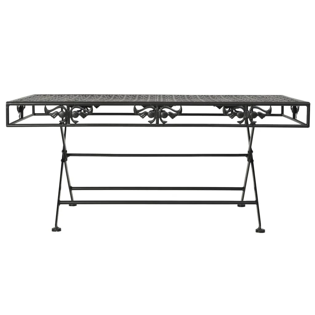 Table basse gain de place pliable en métal noir vintage 100x50 cm