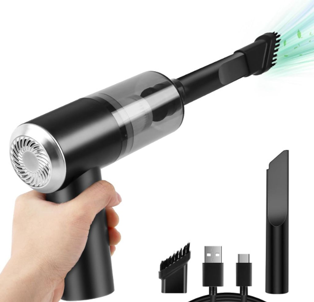 suloea Handstaubsauger Akku Autostaubsauger Hand Stark Mini Staubsauger Auto Kabellos USB aufladbar Tragbar Leicht 310g Handsauger mit LED-Licht f...