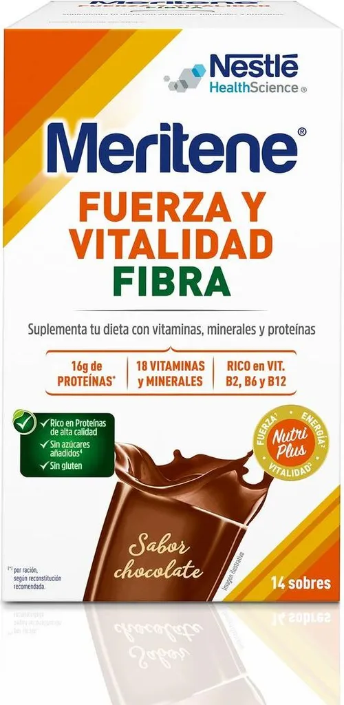 Meritene Active Chocolat Riche en Fibres - Nutrition Senior 14 Enveloppes