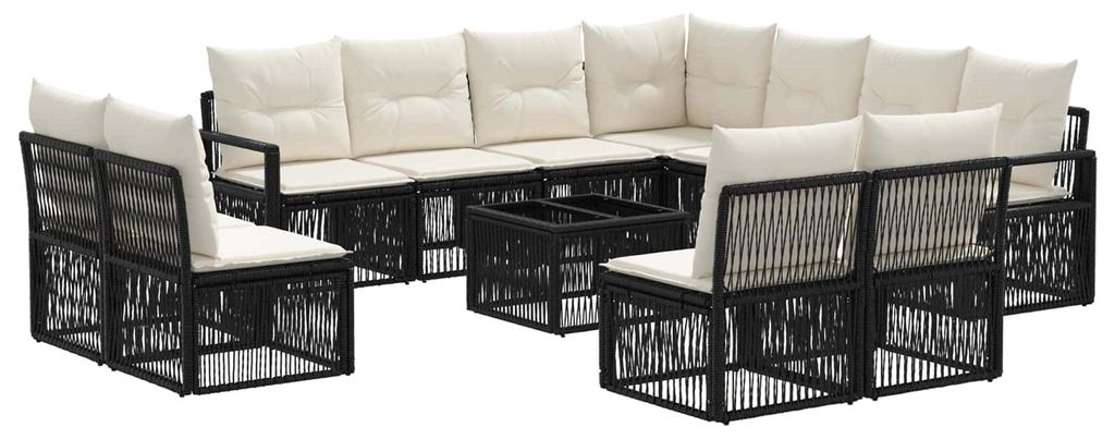 Gartensofa-set 12 pcs Schwarz Poly-Rattan