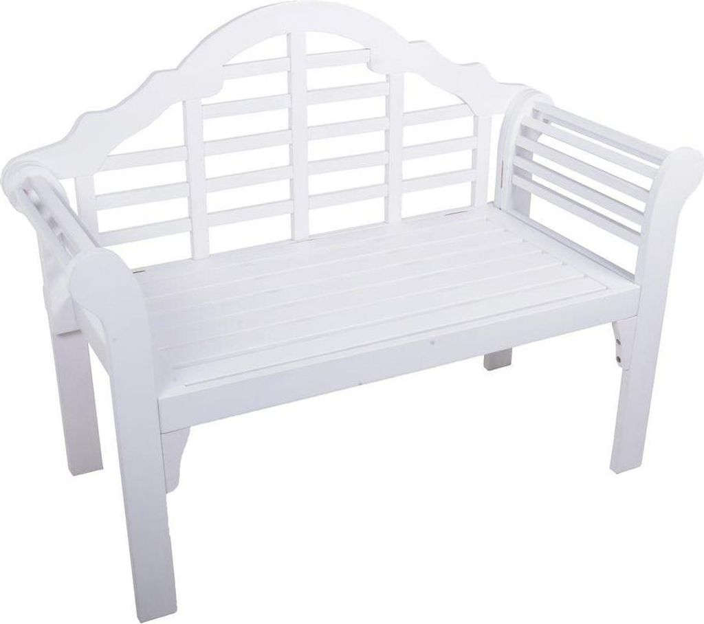 A white wooden bench on a white background.