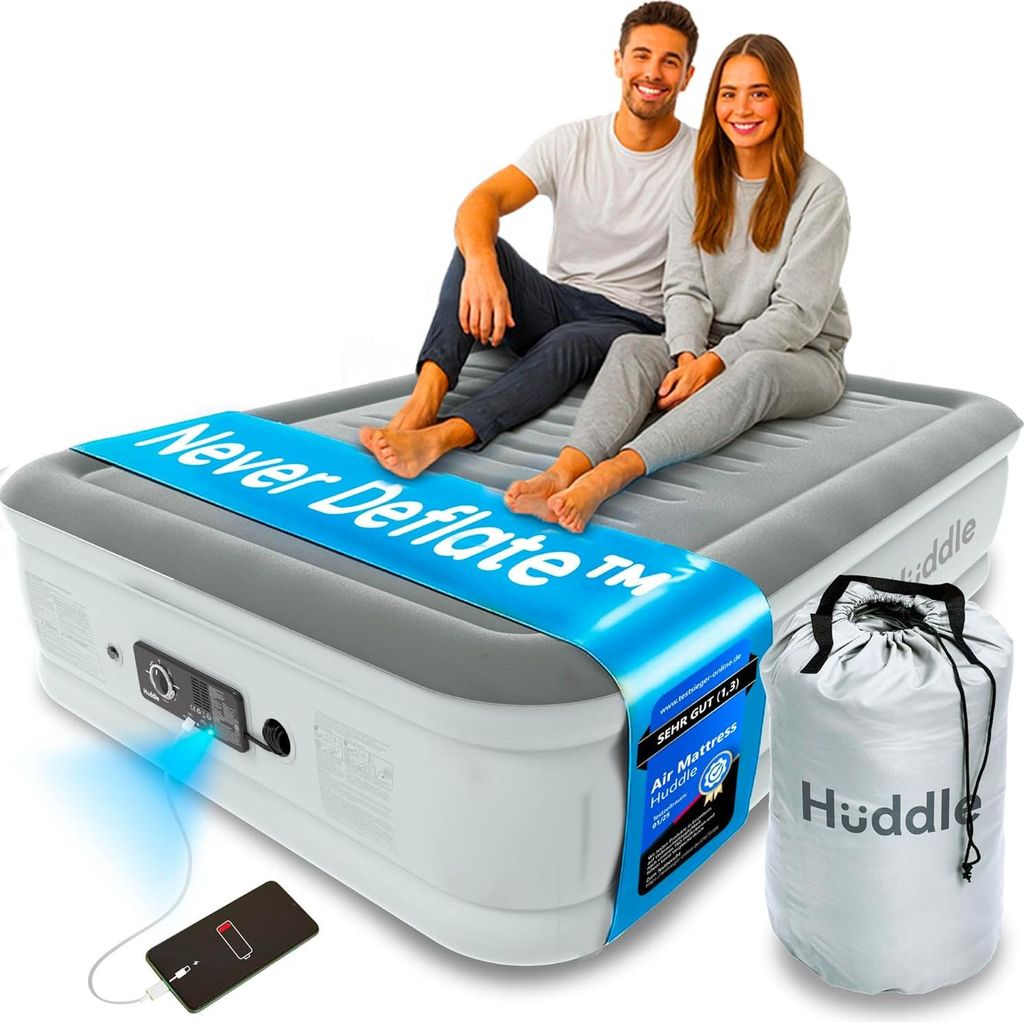 Matelas gonflable double Huddle avec pompe intégrée Image du produit 