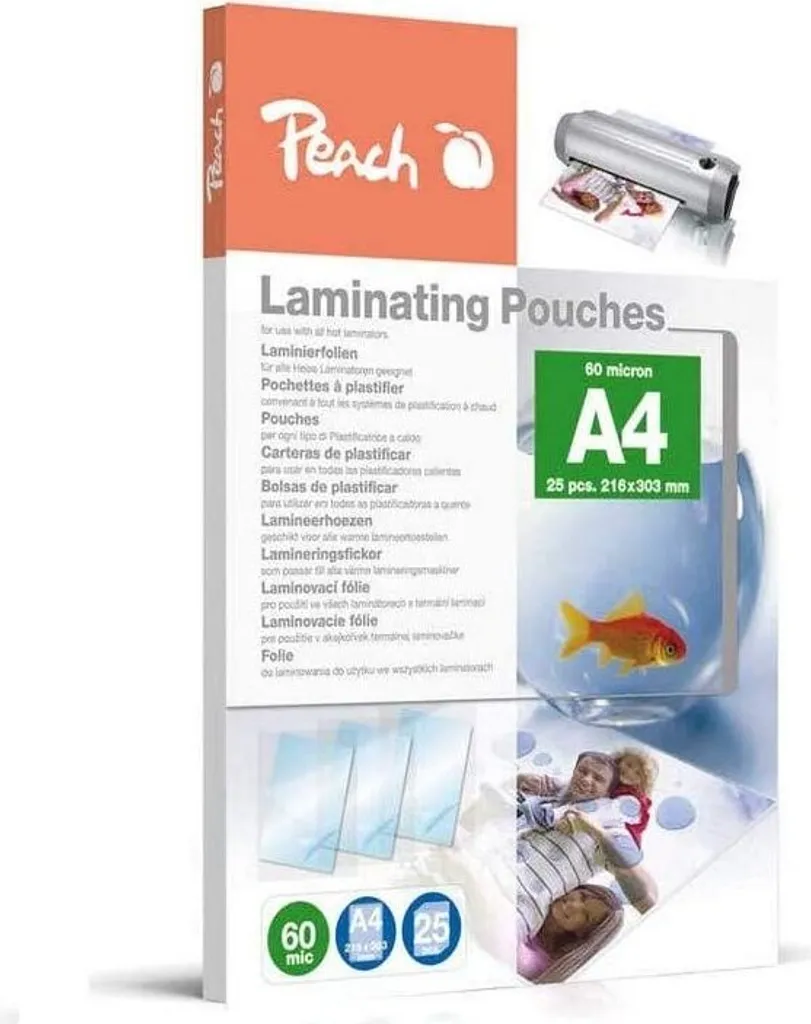 Pochette de plastification brillante A4 60 microns Peach 510784 - 25 ex