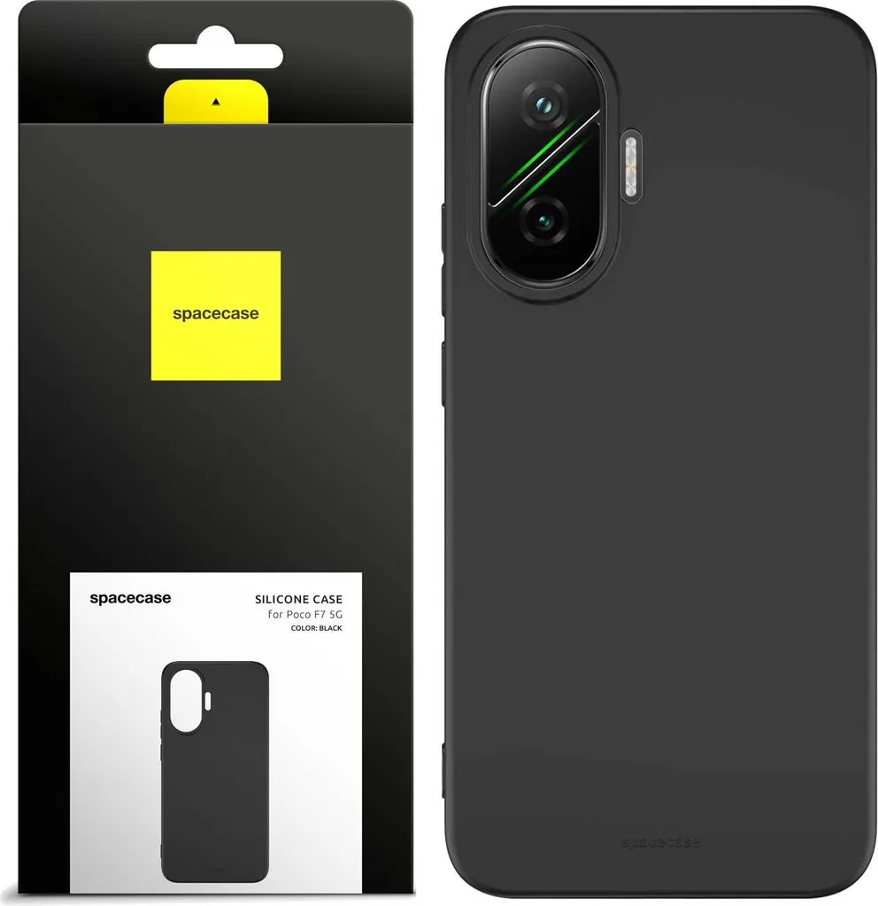 Protection Poco F7 5G noir Spacecase coque silicone légère et douce