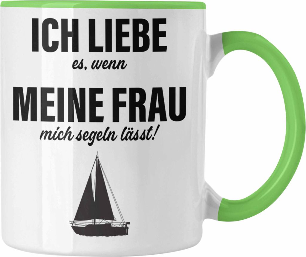 Trendation - Segeln Geschenk Tasse Segler Geschenkidee Segelmboot Kapitän Kaffeetasse Kaffeebecher (Grün)