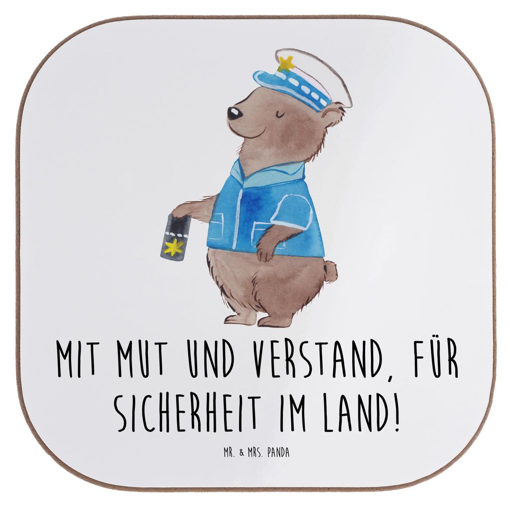 Mr. & Mrs. Panda Tischuntersetzer Polizist Mut Verstand - Weiß - Geschenk, Recht, unterleger, Danke sagen, Aufmerksamkeit, Land, handgefertigt, An...