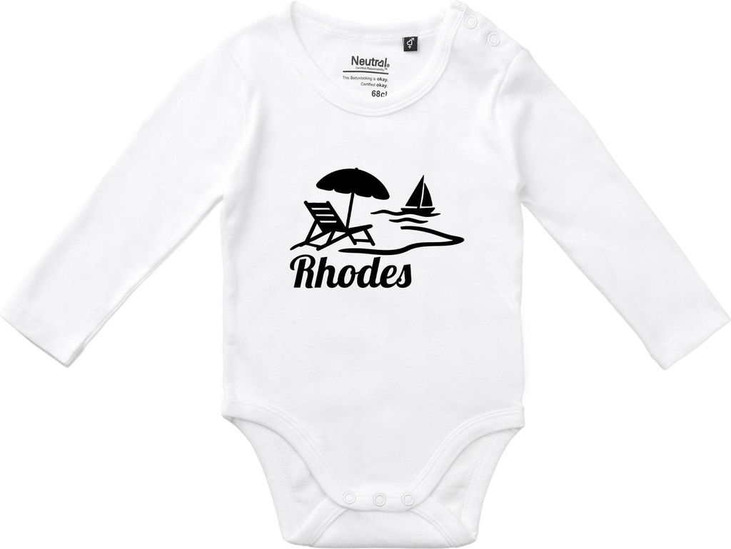 Huuraa Baby Body Rhodes Griechenland 80 White Baumwolle Fairtrade Langarmbody Geschenkidee