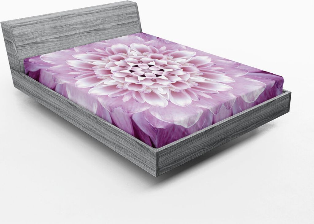 ABAKUHAUS Blume Spannbetttuch, Nahaufnahme Bild einer Chrysantheme-Blüte-frischen Frühlings-Gartenarbeit-Anlage, 120 x 190 cm, Violett Blasser Fl...