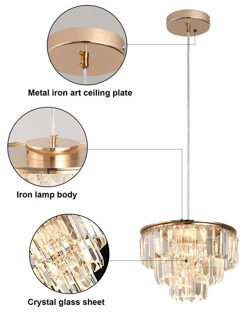 Lustre cristal K9 design luxe 25cm éclairage modulable pour salon chic - 5