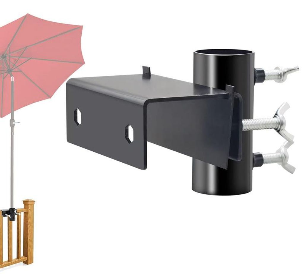 Sonnenschirmhalter Balkon Schirmhalter Metall verstellbar 2–6,6cm Geländer für Terrasse Marktstand Garten Outdoor