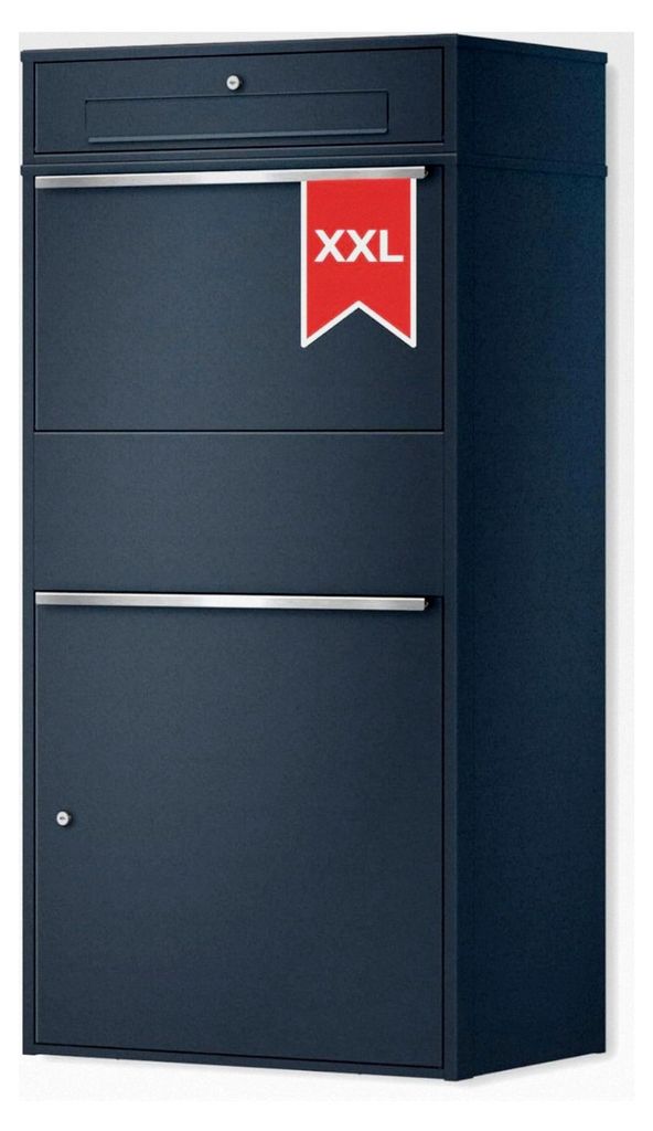 Große Paketbox XXL, Briefkasten mit Paketfach in Anthrazit RAL7016, Paketbriefkasten, Standbriefkasten, Paketkasten, wasserdicht und rostfrei, massiv