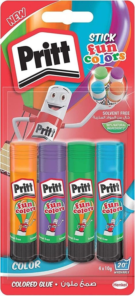 Pritt Klebestift Fun Colors 4er Blisterkarte Produktbild