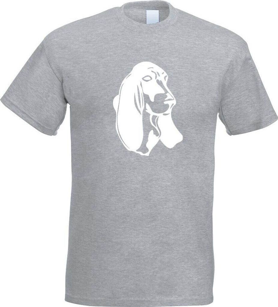 Kiwistar - T-Shirt - Graumeliert - Basset Hound - Laufhund - Jagdhund Motiv Bedruckt Funshirt Design Print - mit Motiv Bedruckt - Funshirt Design -...
