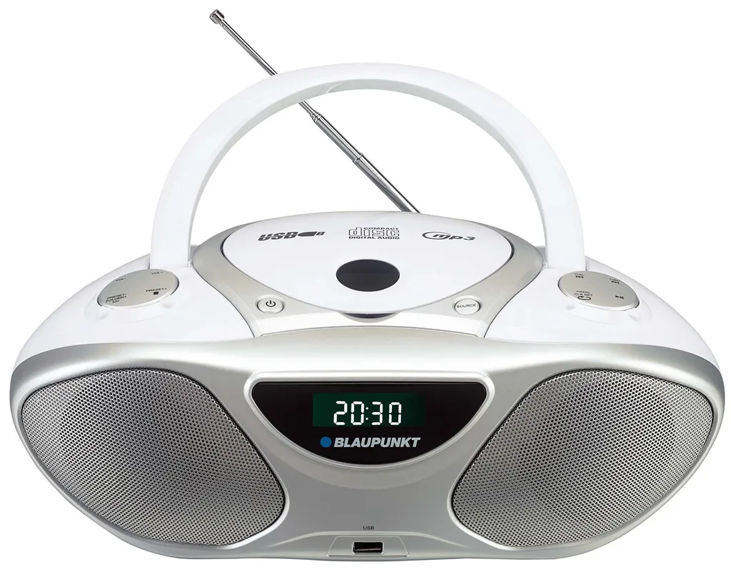 Poste Radio CD Portable Blaupunkt BB14WH Enregistreur Blanc et Gris