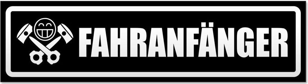 Kiwistar Fahranfänger Kolben invertiert Magnetschild Schild magnetisch - 45cm Schwarz - Magnetfolie für Auto PKW Kfz