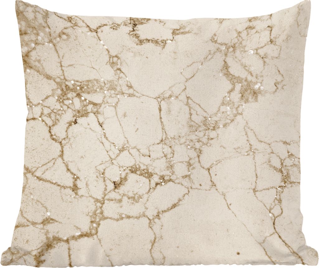MuchoWow Zierkissen Sofakissen Wohnzimmer Dekokissen 40x40 cm Marmor - Weiß - Beige - Foto Kissen - Schlafzimmer Dekoration
