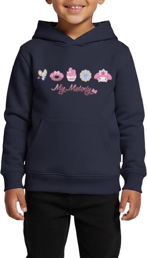 Spreadshirt My Melody Mit Flat Und Gebäckstücken Kinder Premium Hoodie, 158/164 (12 Jahre), Navy