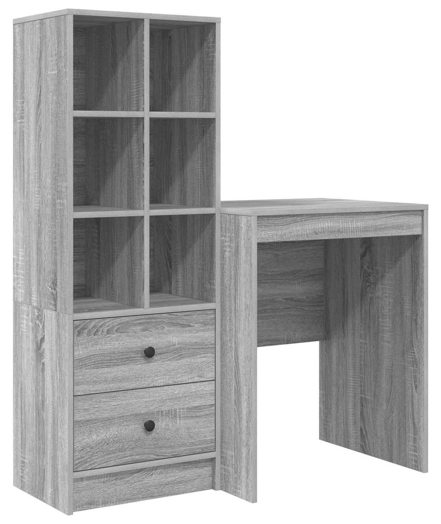 vidaXL Schreibtisch mit Schubladen mit Regal 2 pcs Graues Sonoma