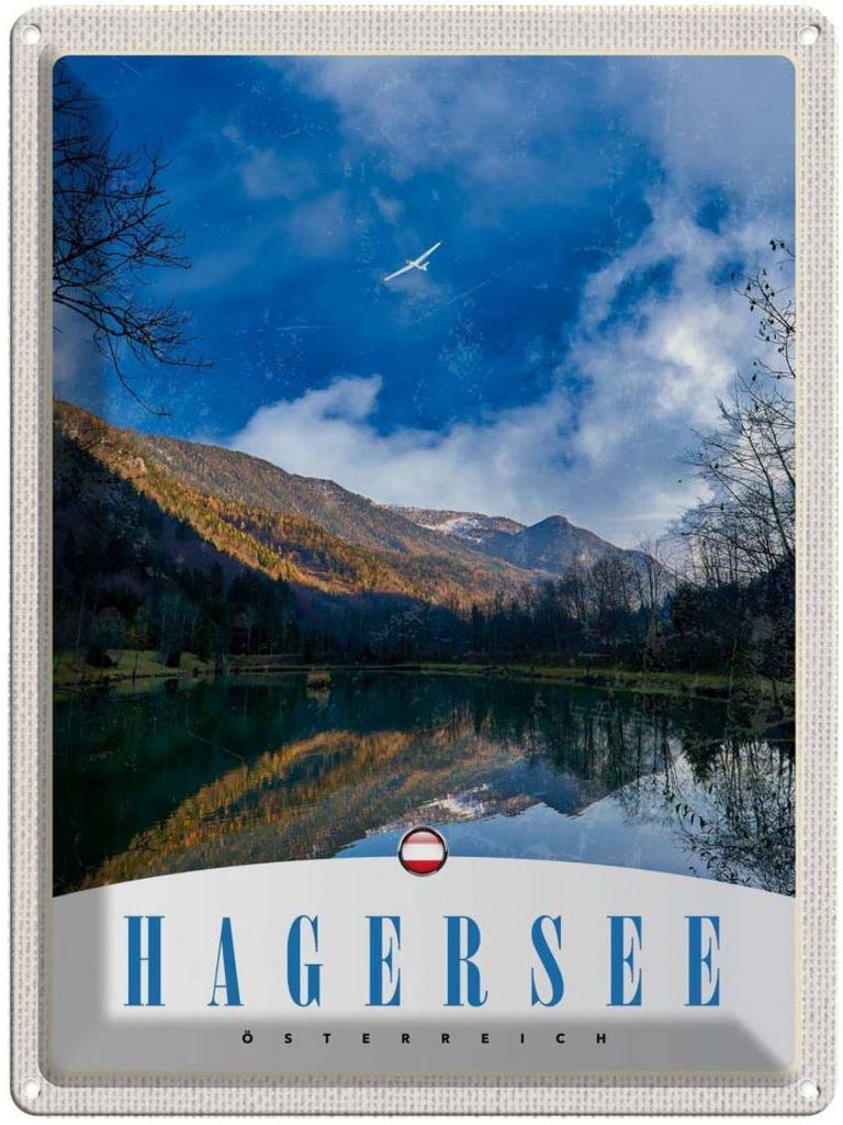 vianmo Blechschild 40x30 cm Hagersee Österreich Urlaub Europa Natur Wald Bildmotiv Reisemotiv Abenteuer Reisen