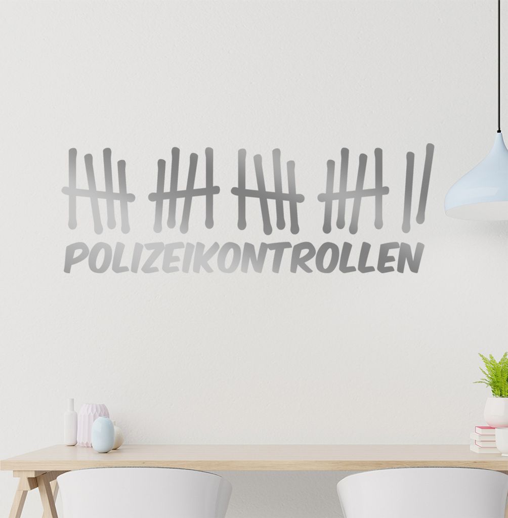 Polizeikontrollen Wandtattoo in 6 Größen - Wandaufkleber Wall Sticker - Dekoration, Küche, Wohnzimmer, Schlafzimmer, Badezimmer