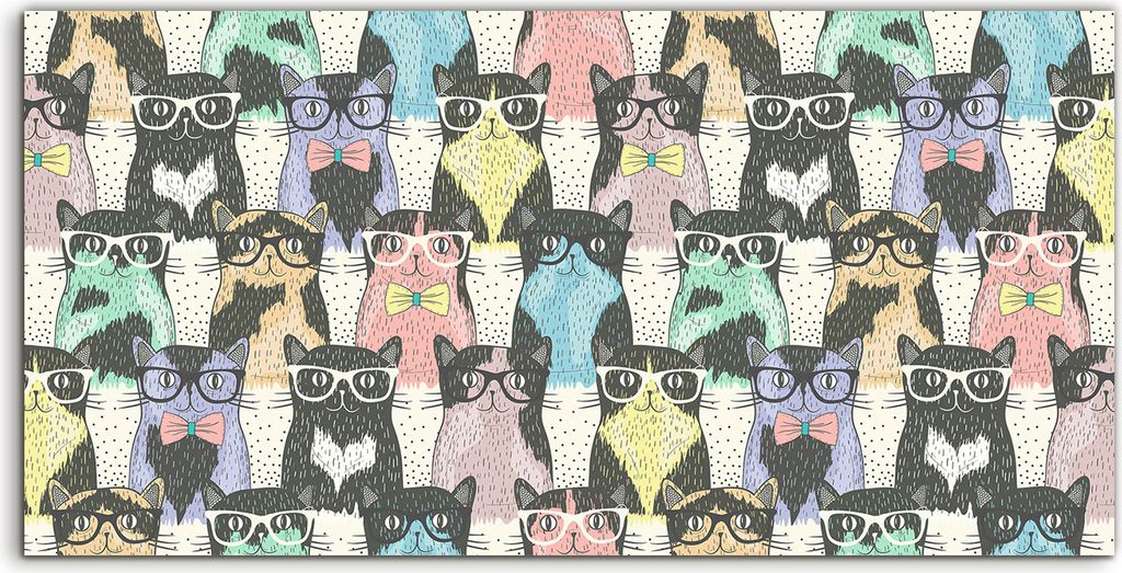 Coloray Canvas 100x50 Wandbild Leinwand Bilder Kunst Bild Hipster niedliche Katzen