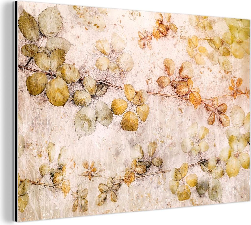 MuchoWow Wanddekoration Metall Metallbild Wandkunst 30x20 cm Blumen - Blätter - Kunst - Farbe MuchoWow Aluminium Gemälde - Aluminiumgemälder