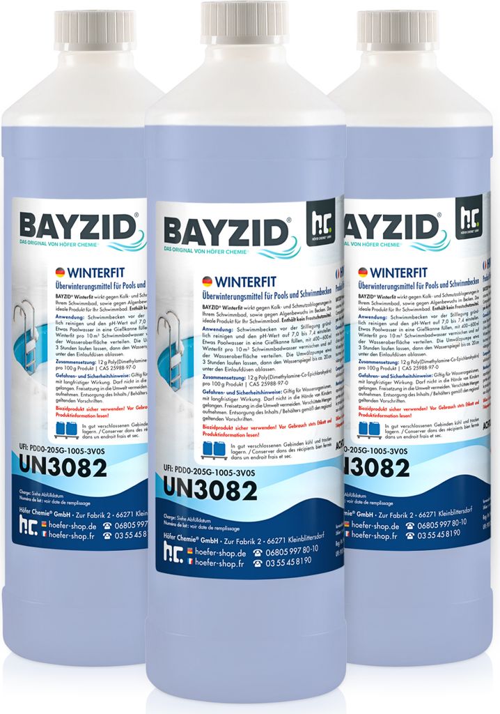 3x1 L BAYZID Winterfit Überwinterungsmitte gegen Algen und Kalk im Pool