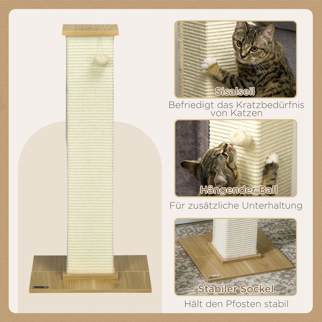 PawHut Kratzbaum, 80 cm, Kratzstamm für Katzen mit Produktbild 5