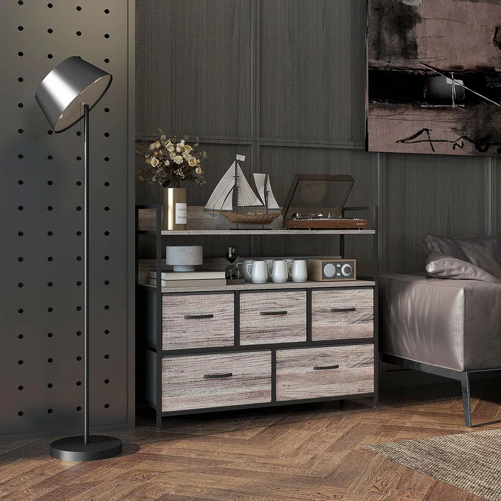 Meuble d'entrée style industriel commode 5 tiroirs pour optimiser l'espace - 3