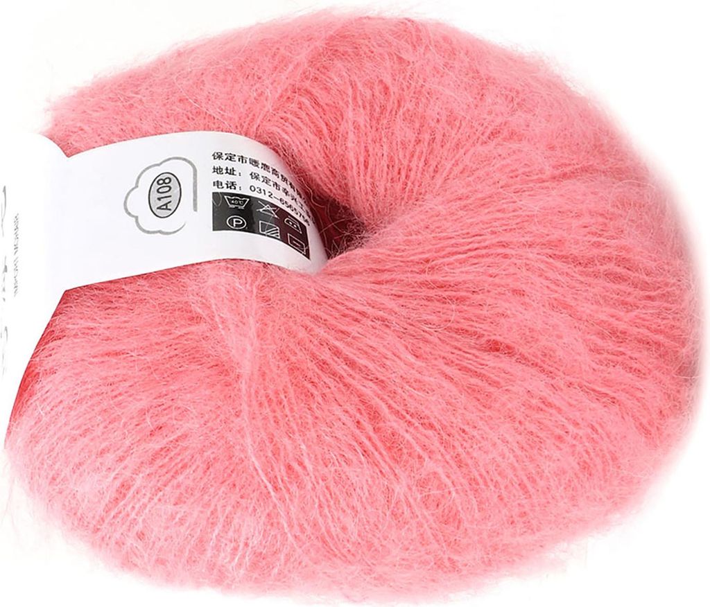 Weiches Mohair-Pashm-Mohair-Angora-Wollgarn, Weiches Mohair-Strickgarn, Mohair-Garn Zum Stricken, Langes Angora-Wollgarn, hei? (32 Fleischpulver)