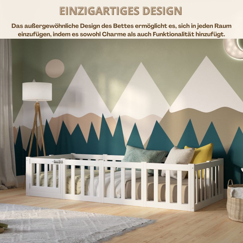 Crazy Pine Detská posteľ 140x180 cm – Biela – Podlahová Obrázok produktu 