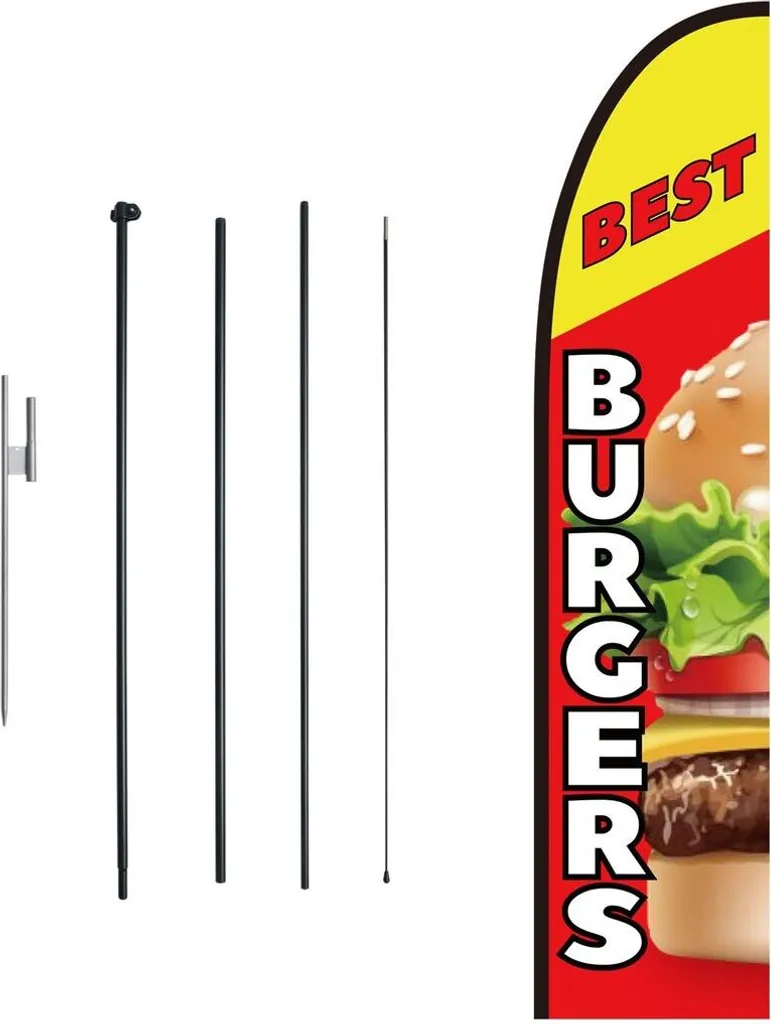 Drapeau Swooper 16.3 pieds pour Hamburger avec Mât en Fibre de Verre