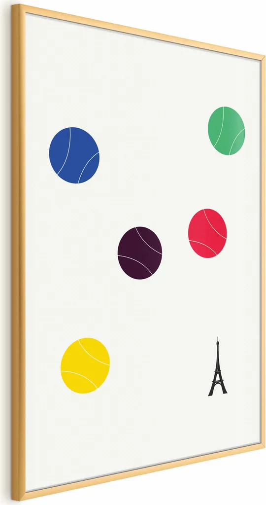 Poster Tennis Torre Eiffel 40x60 cm - Cornice Oro di Lusso Senza Margini