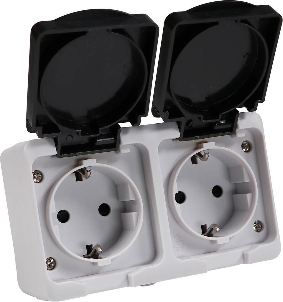 REV AquaMini 2-fach Steckdose Aufputz IP54 Feuchtraum Produktbild 