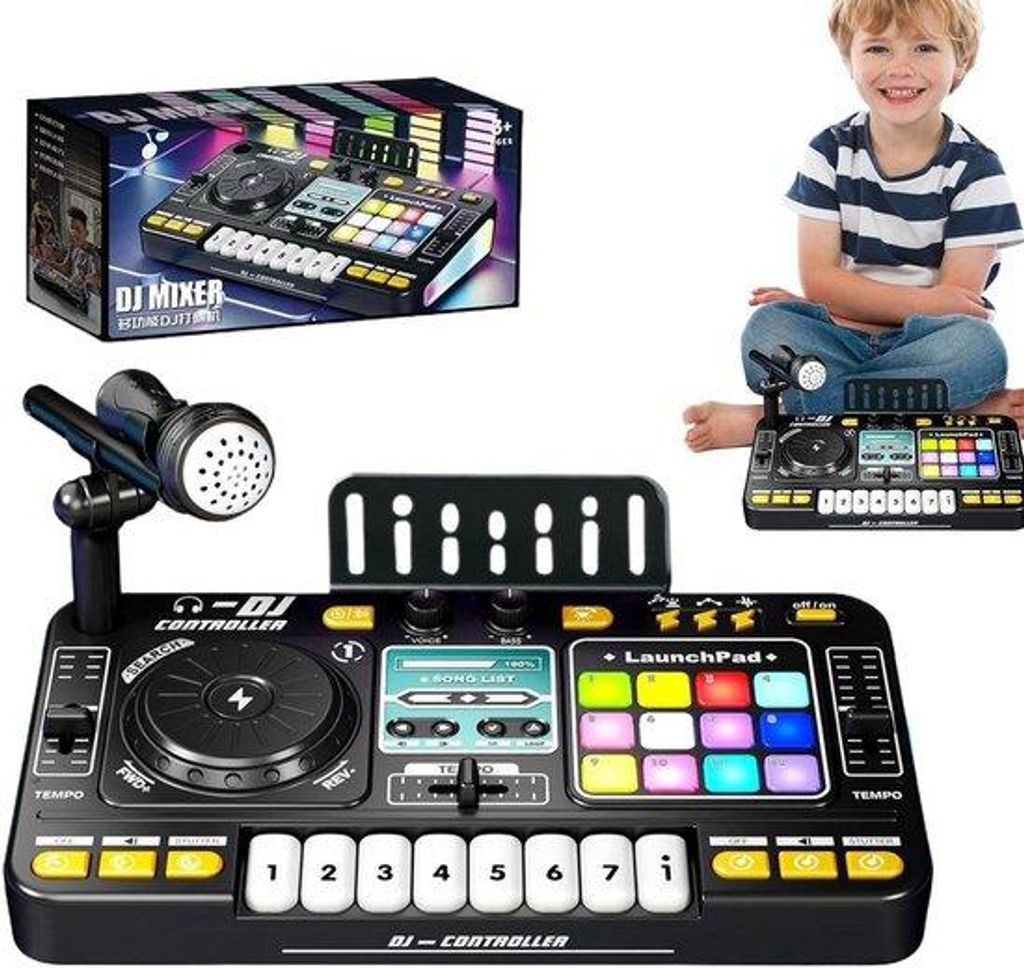 DJ-Mengpaneel für Kinder mit Lichteffekten und Mikrofon Produktbild 