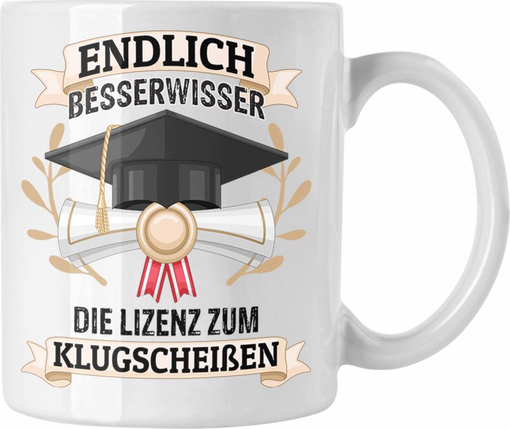 Trendation - Bachelor Abschluss Geschenk Tasse Prüfung Bestanden Uni Graduation Geschenkidee - Endlich Besserwisser (Weiß)