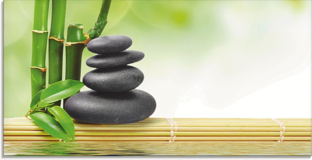 ARTland Glasbild Spa Konzept Zen Basaltsteine Größe: 60x30 cm