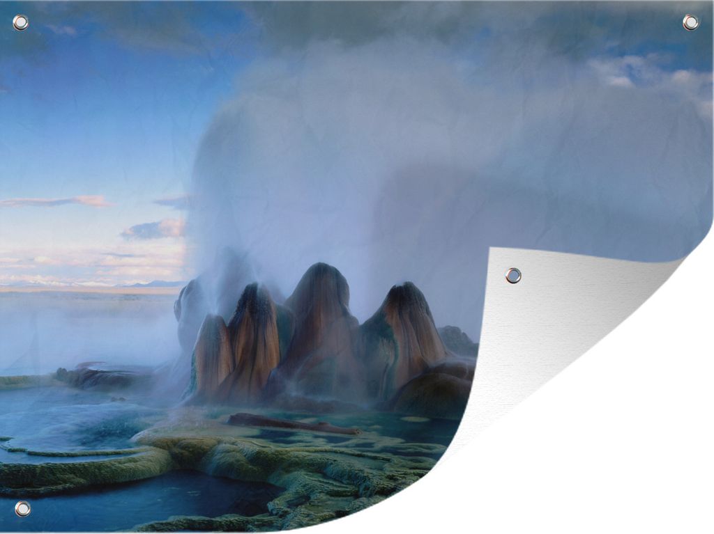 MuchoWow 80x60 cm Outdoor-Poster Gartendeko Sichtschutz Garten Poster für den Garten Fly Geyser sprüht Dampf