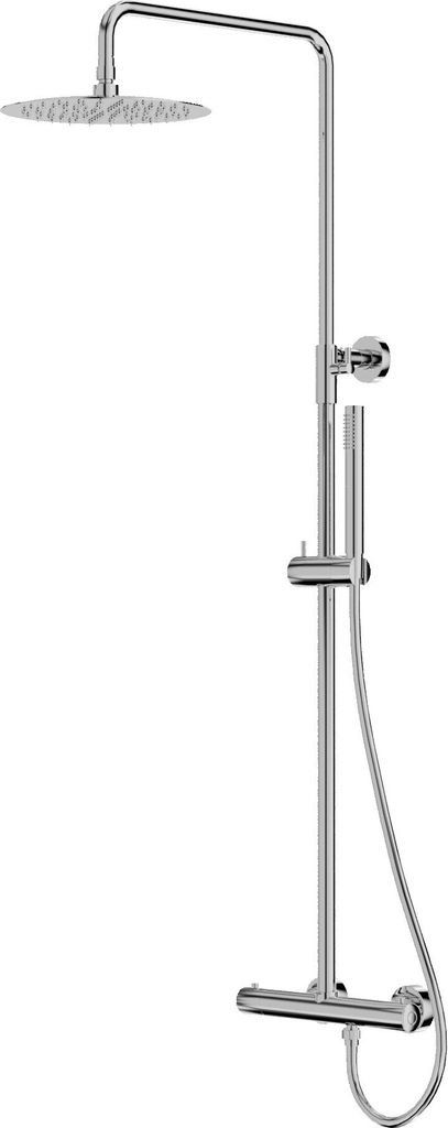 Lavita Orion Chrom thermostatische Duschset | Duschen Komplette Dusche Aufputz-Duschgarnitur mit Regendusche| Duschbrause Set Armatur Modernes Design