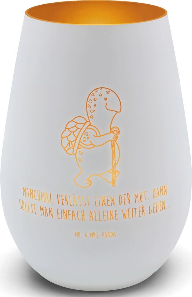 Mr. & Mrs. Panda Teelichthalter Schildkröte Wanderer - Weiß - Geschenk, Motivationsspruch, Kerzenhalter, Glas Windlicht, Motivationssprüche, Lat...