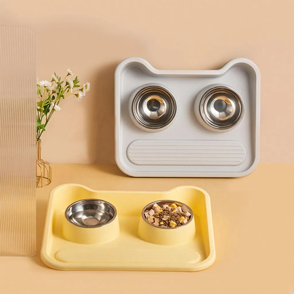 Gamelle ergonomique chat lot de 2 inox inclinée 15° pour repas sains