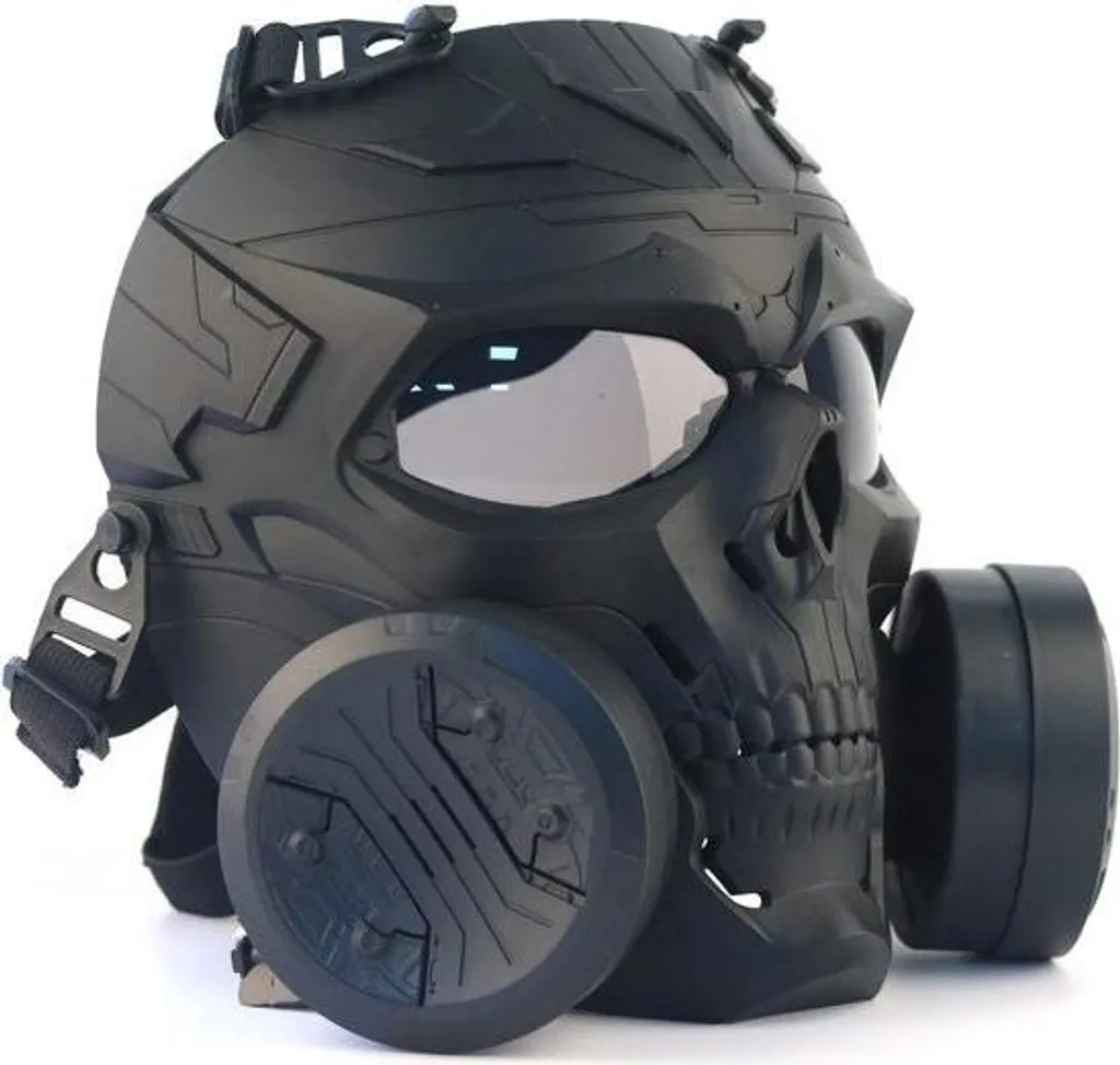 Masque de paintball intégral ventilé et protection tête de mort noir