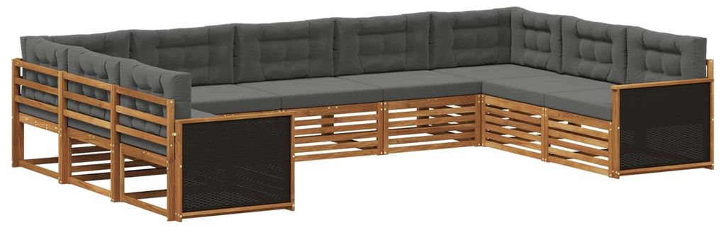 vidaXL Outdoor-Sofagarnitur mit Kissen 9 pcs Natur und Anthrazit