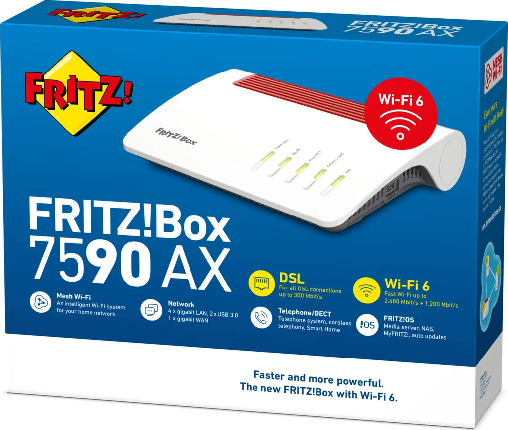 Routeur WiFi 6 FRITZ!Box 7590 AX idéal pour Maison Connectée et Téléphonie