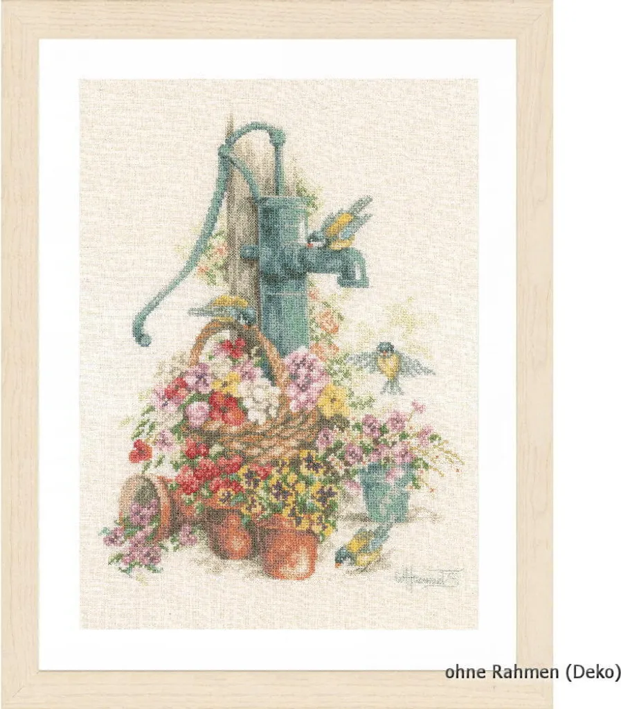 Kit point de croix Lanarte complet : apprenez la broderie fleurs facile