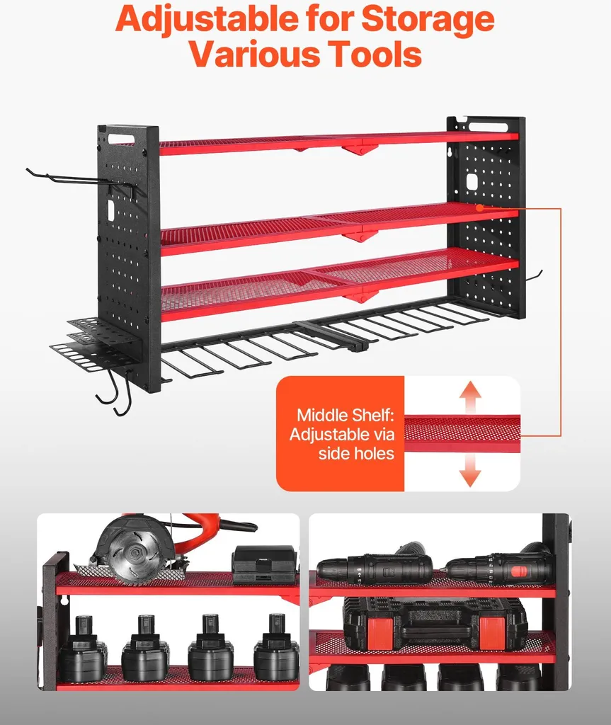 Support d'outils mural avec 8 emplacements de rangement pour visseuse