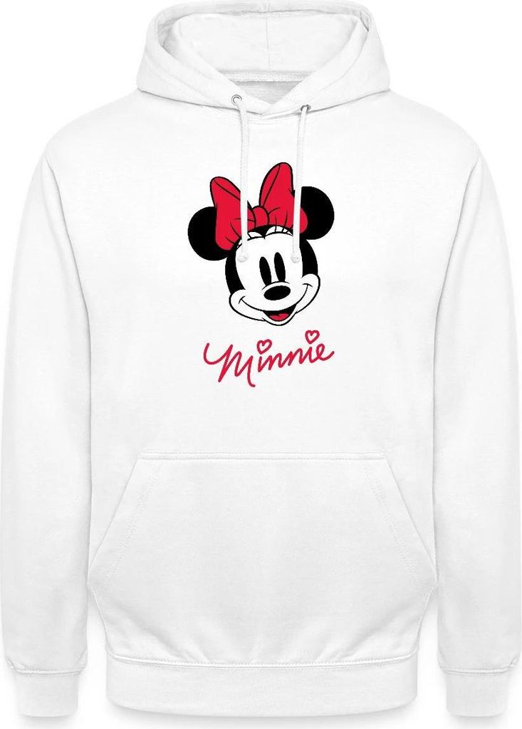 Mickey & Minnie Schriftzug Mit Minnie Motiv Uni Hoodie, L, Weiß